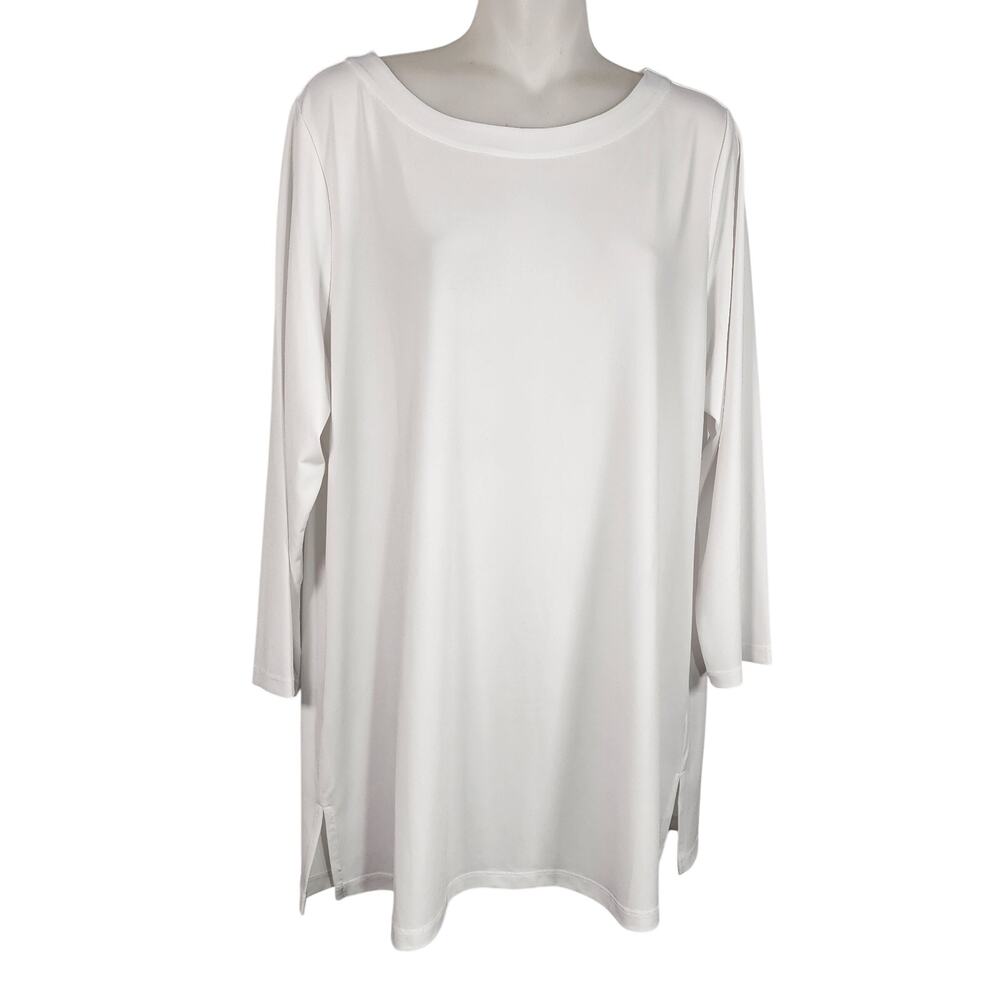 Susan Graver Modern Essential Regular Liquid Knit Tunic Top White Large A453975
